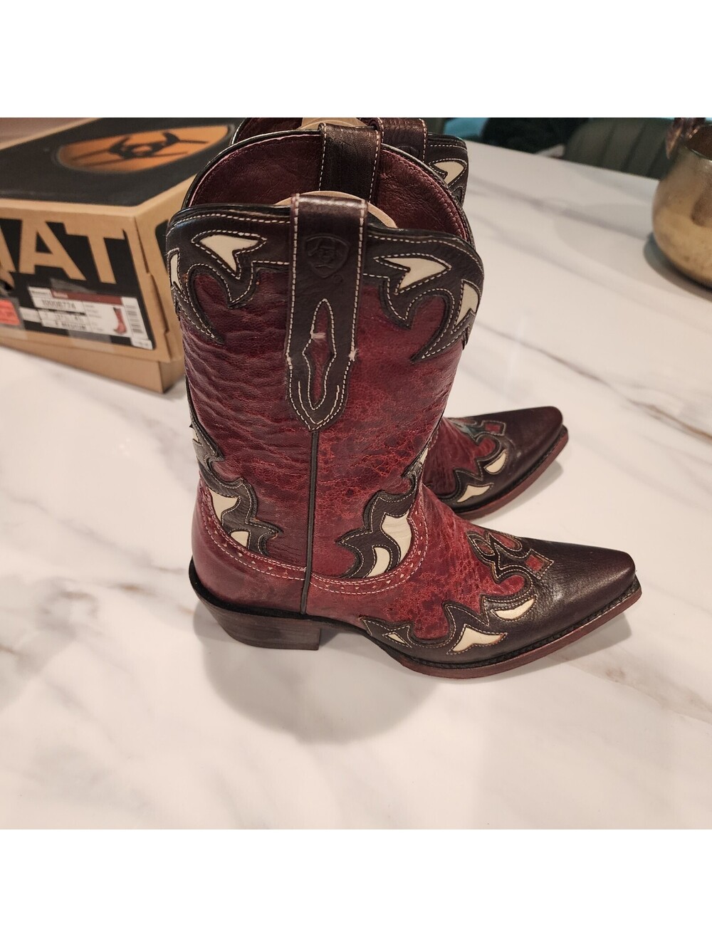 Ariat Women’s Western Cowboy Boots Burgundy Brown Leather Size 7.5